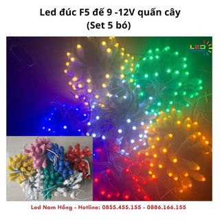 (Set 5 bó ) Led đúc quấn cây F5 đế 9 -12V( bó 50 bóng) dùng quấn cây, trang trí quán cafe nhà hàng.,...