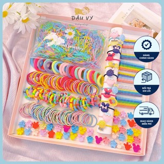 Set 1221 chi tiết phụ kiện chun, kẹp tóc dễ thương cho bé gái