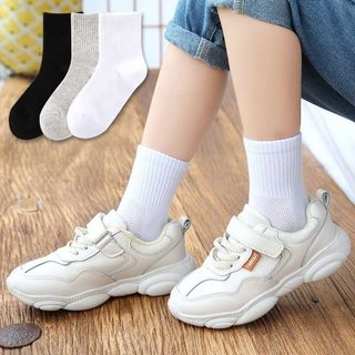 Set 5 Đôi Tất Trắng Đen Xám Trơn Đơn Giản Cho Bé Trai Bé Gái