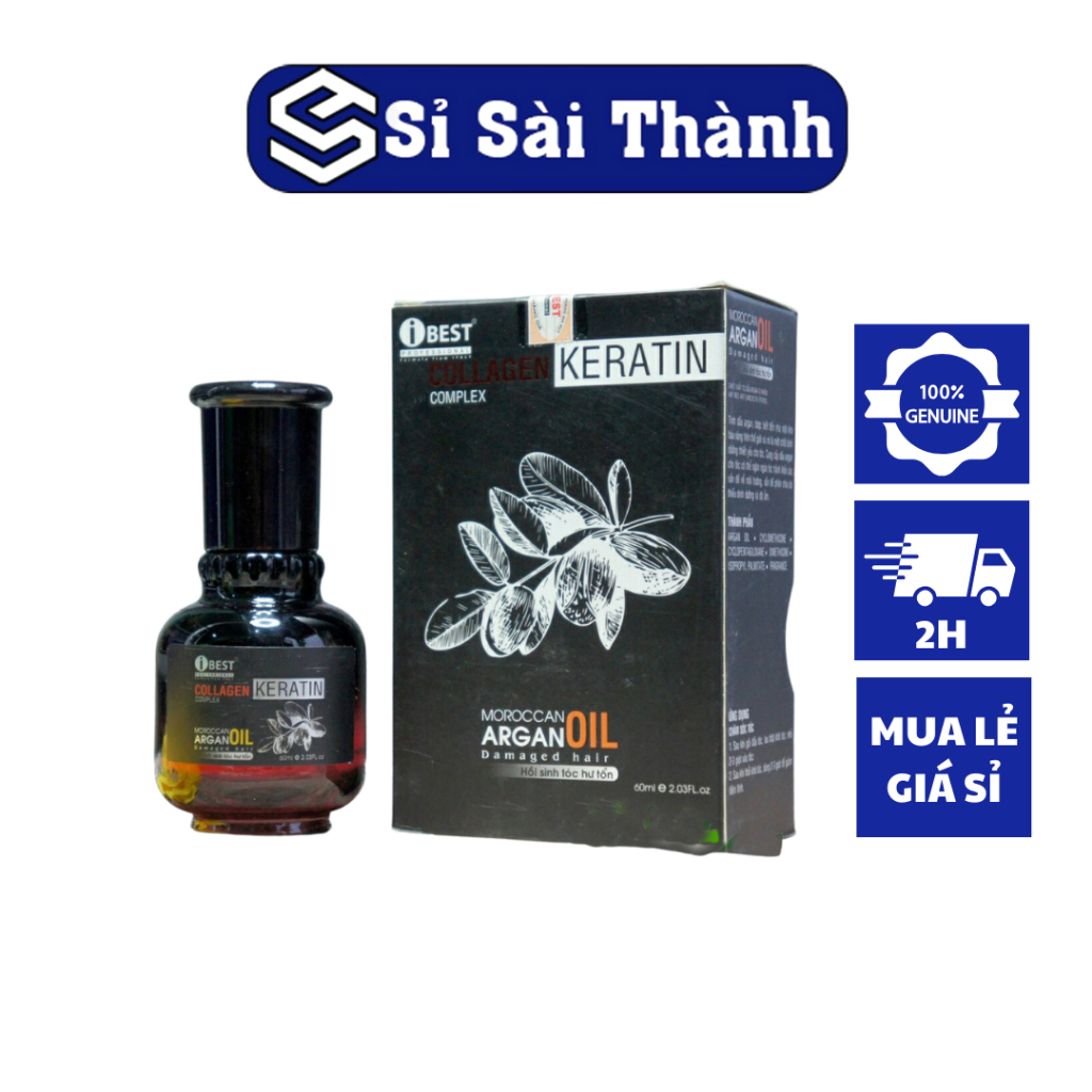 Tinh dầu hồi sinh tóc hư tổn iBest Keratin Moroccan Argan Oil Damaged Hair 60ml [ NPP Sisaithanh ]