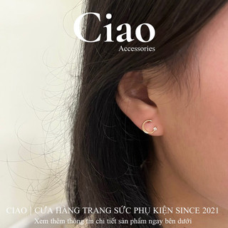 Khuyên tai/ Bông tai mạ bạc S925 thiết kế hình mặt trăng Alula Ciao