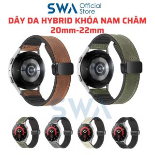 Dây Da Hybrid SWA Khóa Nam Châm 20mm 22mm Cho Đồng Hồ Huawei Galaxy Watch Garmin Xiaomi Amazfit DD04