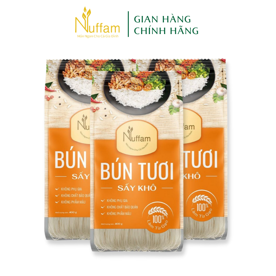 Combo 3 Túi Bún Tươi Sấy Khô - Chính Hãng Nuffam - Túi 400gr