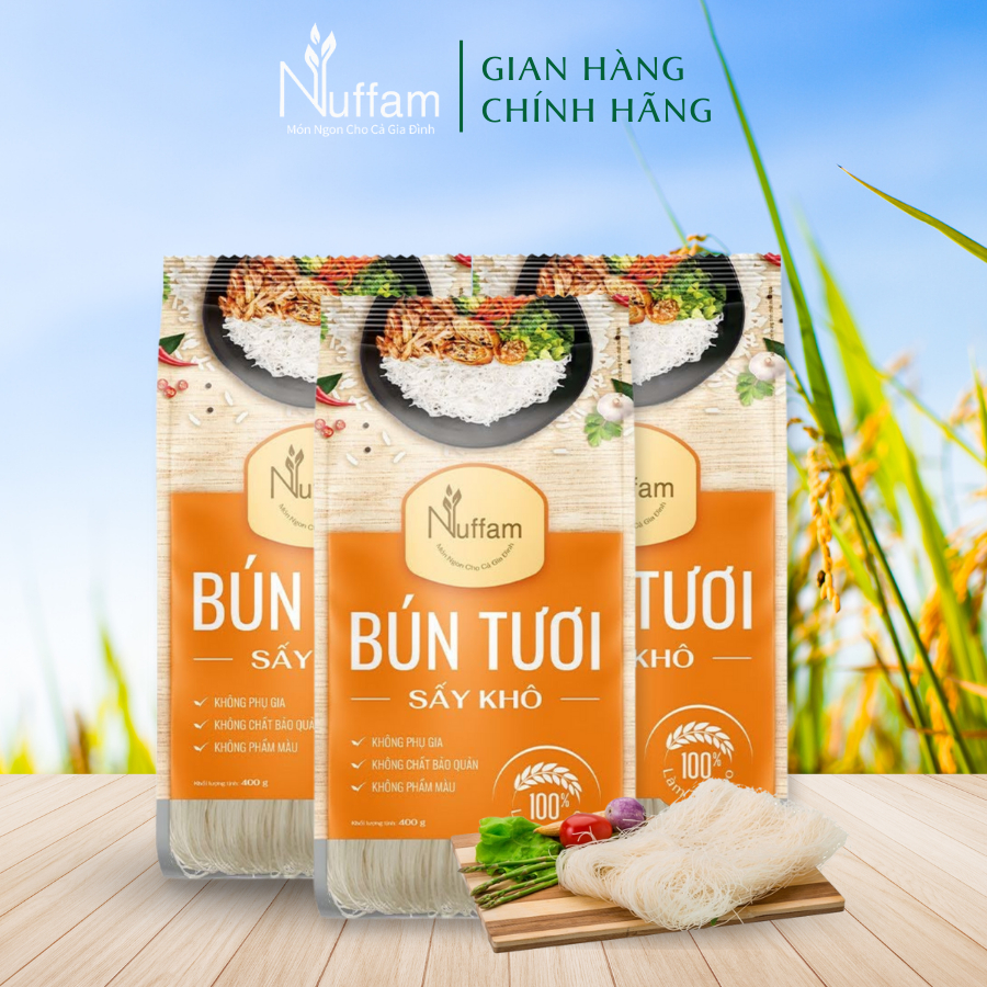 Combo 3 Túi Bún Tươi Sấy Khô - Chính Hãng Nuffam - Túi 400gr