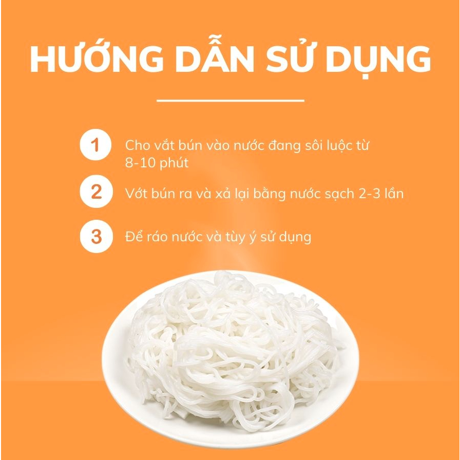 Combo 3 Túi Bún Tươi Sấy Khô - Chính Hãng Nuffam - Túi 400gr