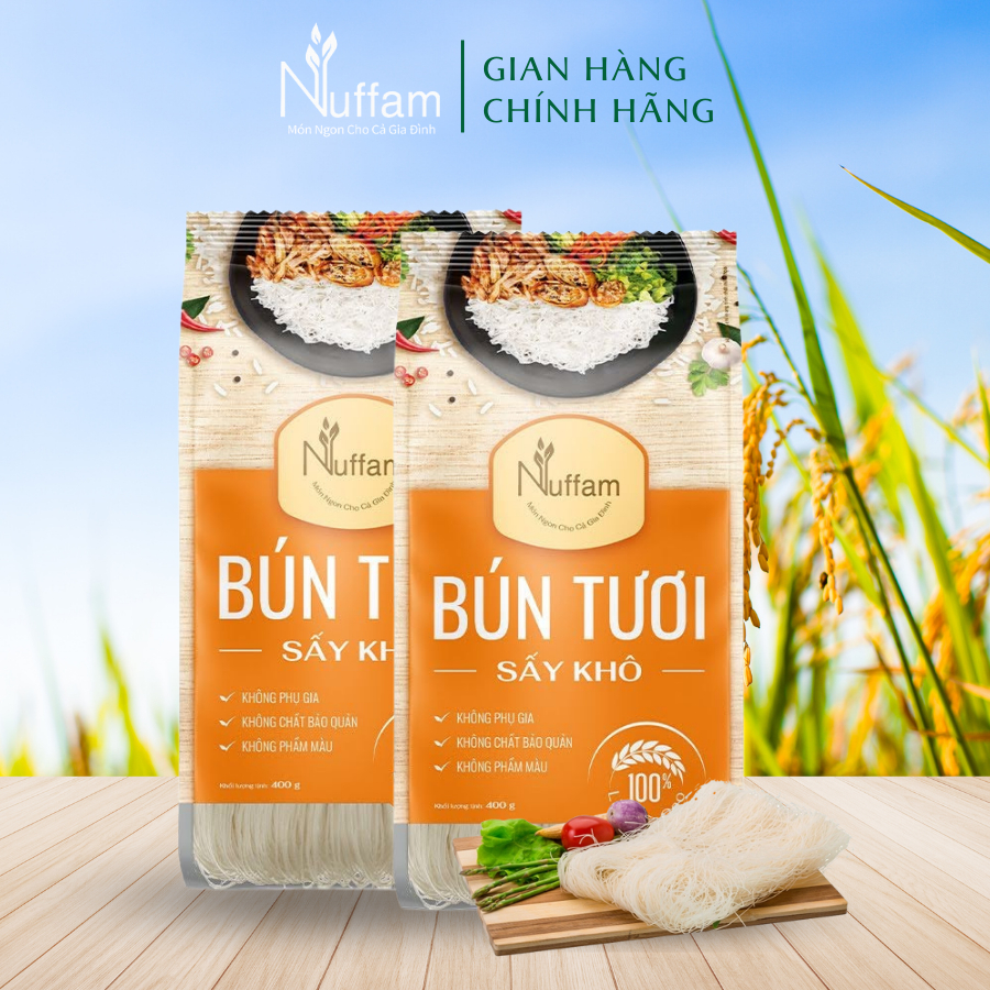 Combo 2 Túi Bún Tươi Sấy Khô - Chính Hãng Nuffam - Túi 400gr