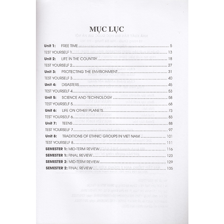 Sách - Bài tập Tiếng Anh 8  - Không đáp án