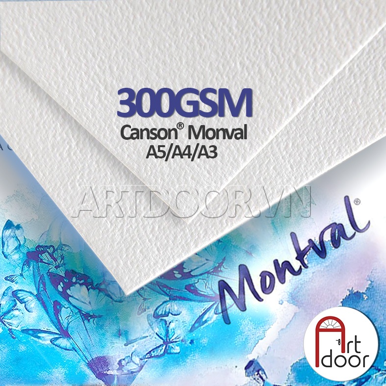 Giấy vẽ màu nước CANSON Pháp Montval nhập khẩu dày 300gsm (vân nổi)