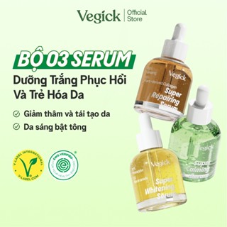 [TẶNG 4 SỮA RỬA MẶT 50MLx4] Bộ 3 tinh chất dưỡng da Vegick Super Serum 30mlx3
