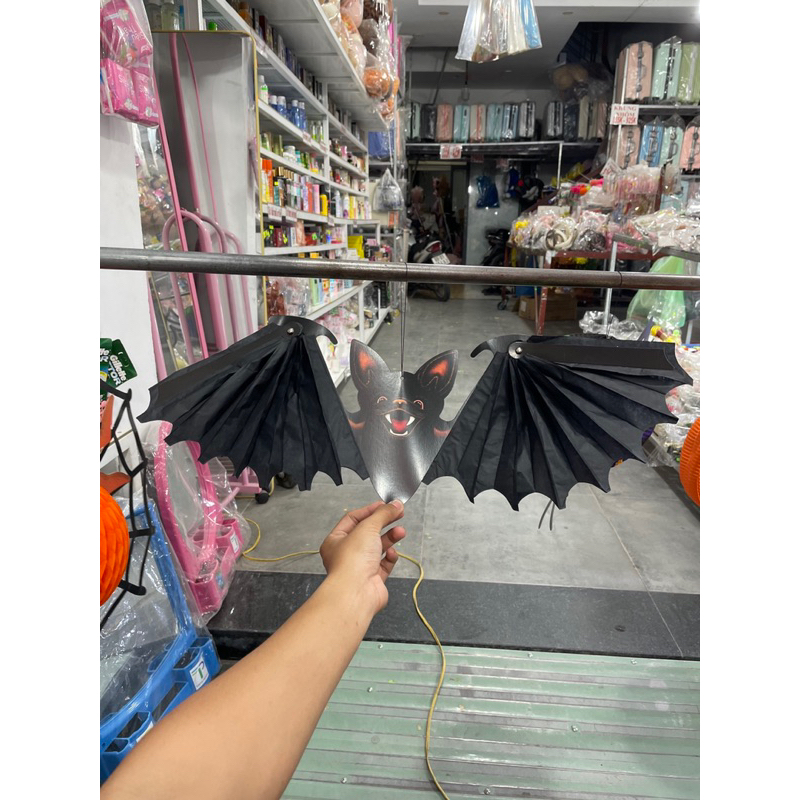 Các loại đèn lồng giấy xếp dây treo trang trí halloween hình dơi, nhện, ma treo, bí ngô và Đèn lồng giấy