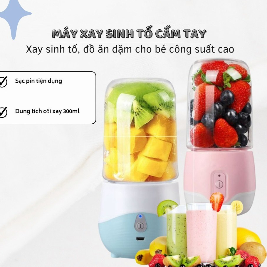 Máy Xay Sinh Tố SKG 6 Lưỡi Cầm Tay Sạc Pin, Máy Xay Sinh Tố Trái Cây Đa Năng