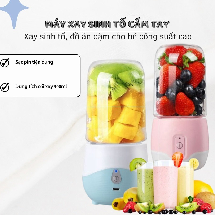 Máy Xay Sinh Tố SKG 6 Lưỡi Cầm Tay Sạc Pin, Máy Xay Sinh Tố Trái Cây Đa Năng