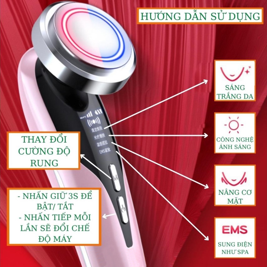 Máy massage mặt, nâng cơ, đẩy tính chất- Tẩy trang - làm căng da-trẻ hóa da - xóa nếp nhăn - làm sạch sâu làn da Nevaki