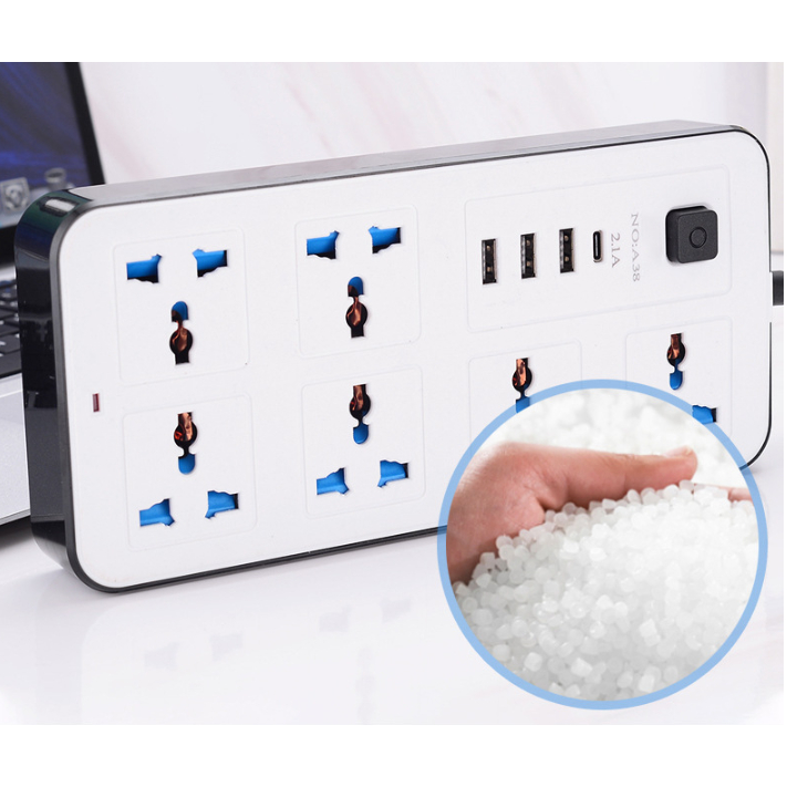 Ổ cắm điện kéo dài đa năng 634U 6 phích 3 cổng USB 1 cổng typec 2200W có công tắc an toàn và nắp đậy chống giật dài 2.8M