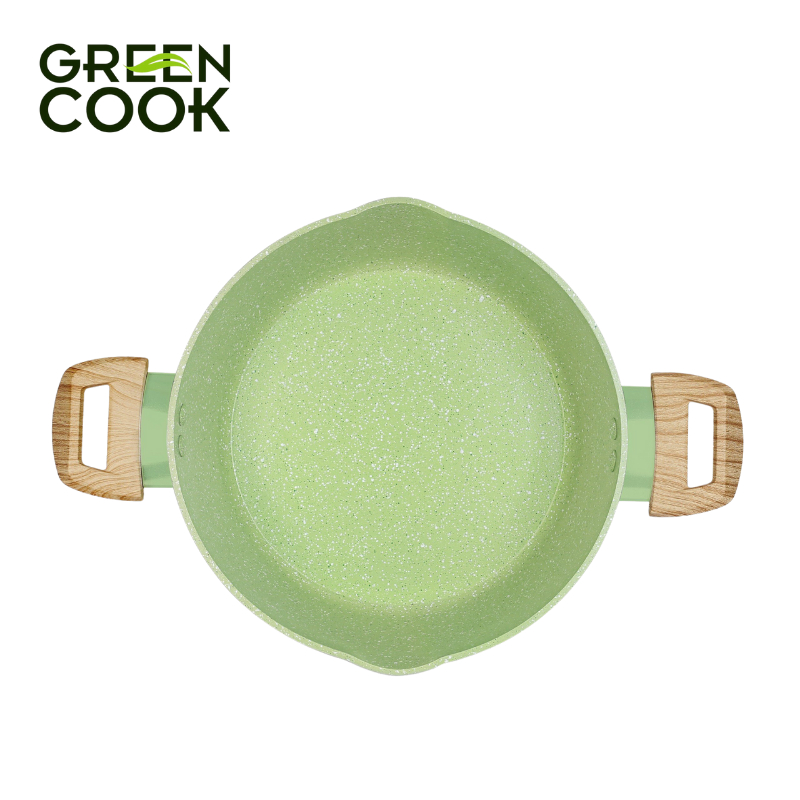 Nồi đúc men đá ceramic 9 lớp chống dính, miệng rót Green Cook GCS231 sử dụng được các loại bếp