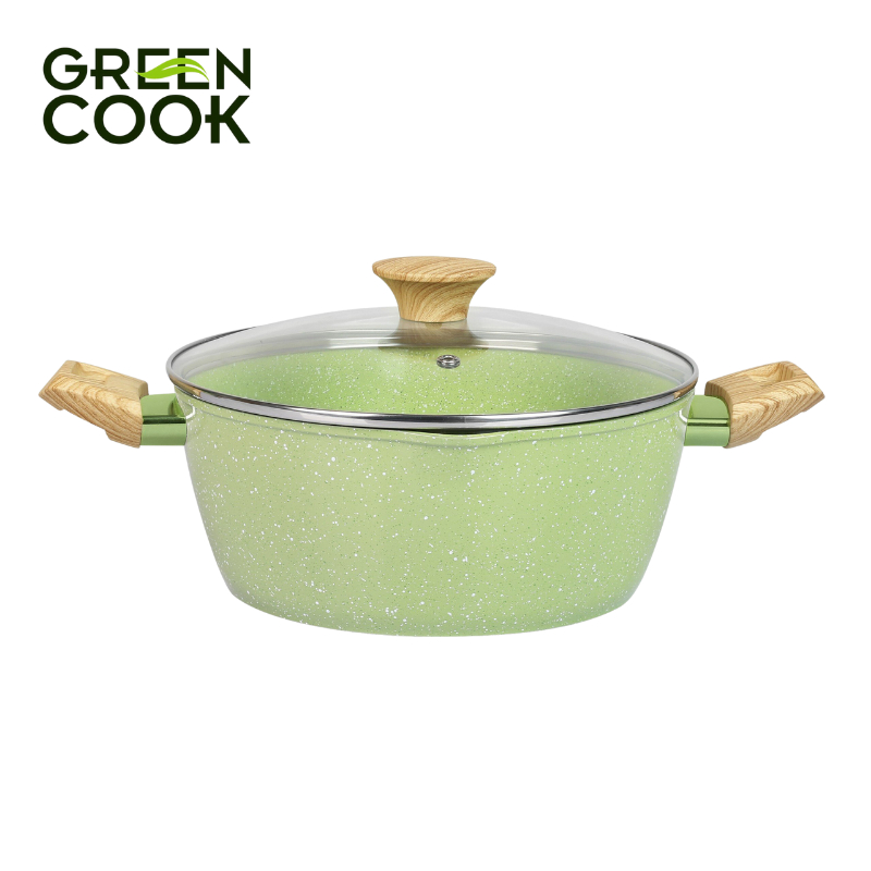 Nồi đúc men đá ceramic 9 lớp chống dính, miệng rót Green Cook GCS231 sử dụng được các loại bếp