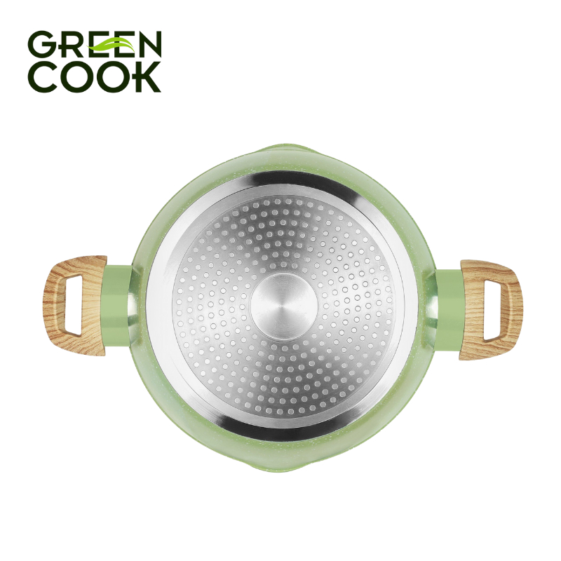 Nồi đúc men đá ceramic 9 lớp chống dính, miệng rót Green Cook GCS231 sử dụng được các loại bếp