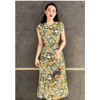 đầm hoa xanh hở lưng