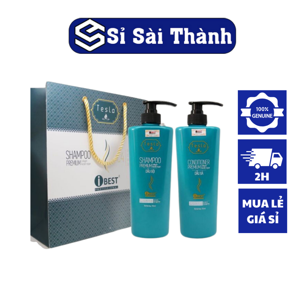 Dầu gội xả giảm rụng tóc, phục hồi hư tổn iBest Tesla Collagen Keratin 750ml [ NPP Sisaithanh ]