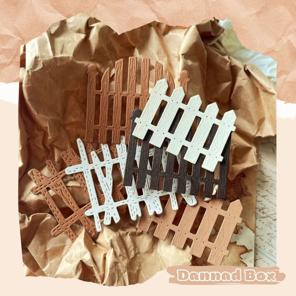 Set 5 Mẫu Diecut Paper Cutting Hàng Rào Gỗ Trang Trí Scrapbook