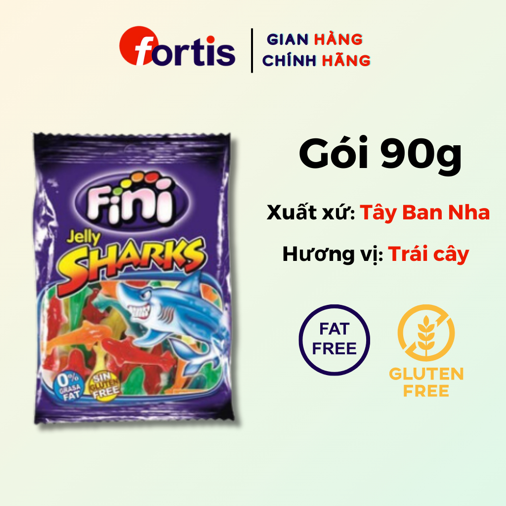 Kẹo dẻo Fini Jelly Sharks Cá Mập 90g