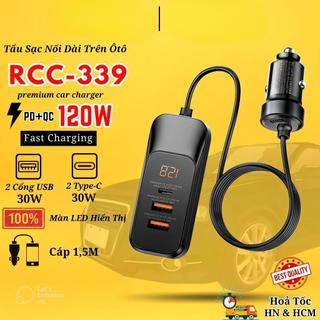 [FREESHIP] TẨU SẠC NHANH RM RCC-355 (120W), RCC236 (KÈM DÂY 3IN1) TÍCH HỢP CÁP DÀI 1.5m CHO XE HƠI , Ô TÔ