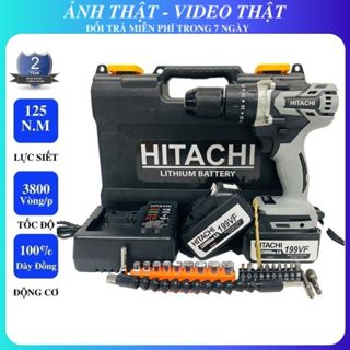 Máy Khoan Pin Hitachi 199V Động Cơ Không Chổi Than 3 Chức Năng, Có Búa, Lõi Đồng, Pin Khủng 10 Cell+Kèm Phụ Kiện