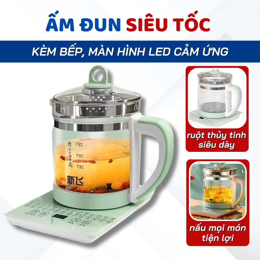 Ấm Siêu Tốc Kèm Bếp Thông Minh Dung Tích 1,8 lít, Ấm Siêu Tốc Hẹn Giờ Đun Nước Siêu Nhanh Kèm 18 Chế Độ Khác Nhau X409 | BigBuy360 - bigbuy360.vn