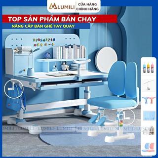 Bàn học sinh Lumili R16 có giá sách chống gù chống cận, bàn học chống gù cho trẻ em từ 3 đến 15 tuổi