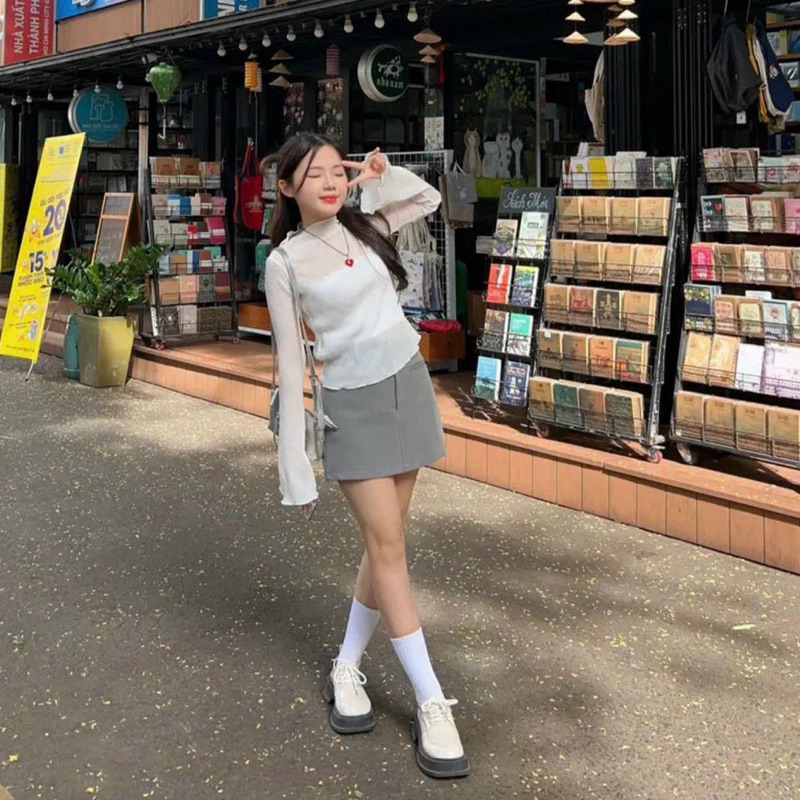 Áo lưới giấy thu đông cute cận chất giá sinh viên