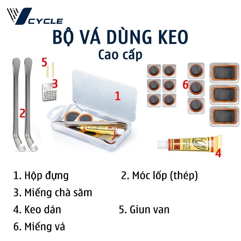 Bộ dụng cụ vá săm xe đạp không dùng keo, bộ vá săm xe đạp cao cấp