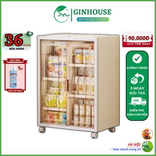 Tủ để đồ gấp gọn cho bé Ginhouse 6 ngăn W2-6 chất liệu nhựa PP bền bỉ có bánh xe, Tủ quần áo mini có tầng treo