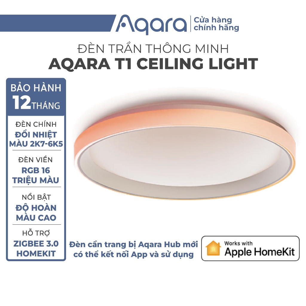 Đèn trần Aqara T1 Symphony Ceiling Light - Đèn chính 2700-6500K, Đèn viền RGB 16tr màu, Chỉ số hoàn màu cao Ra90