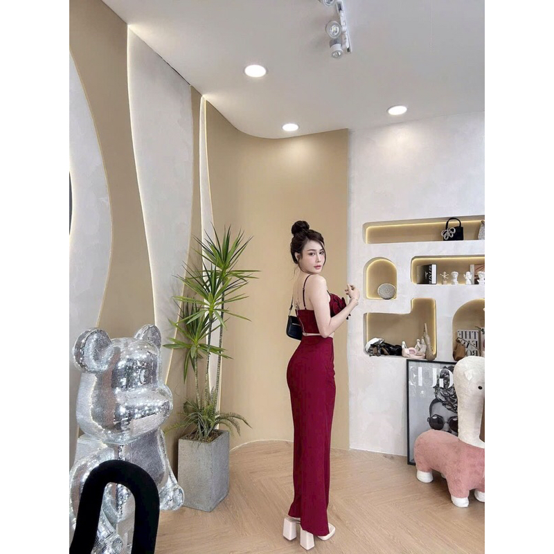 SÉT THIẾT KẾ ÁO 2 DÂY HOA PHỐI QUẦN DÀI - HÀNG THIẾT KẾ