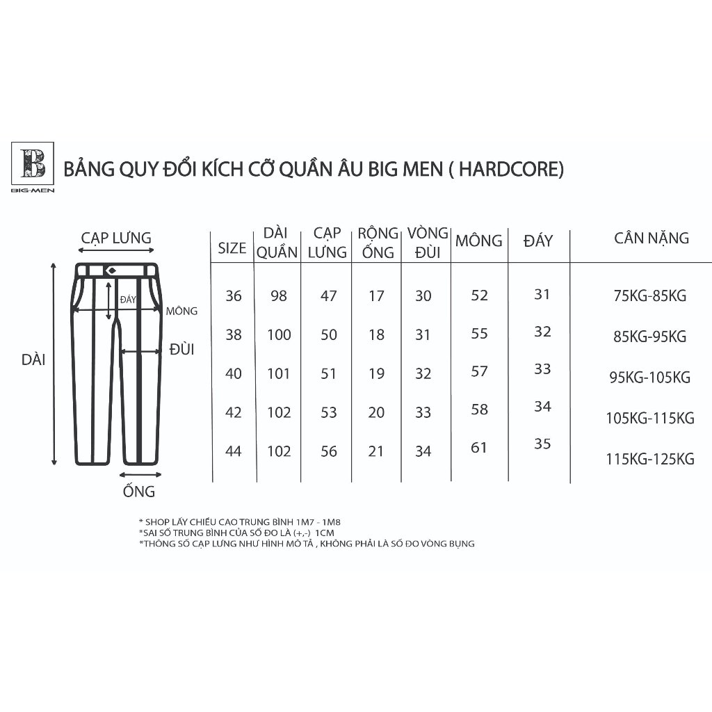 Bigsizemen Quần tây, quần âu nam chất thun form bigsize 85kg - 130kg - Mã Hồng Kông bigsize nam cỡ đại