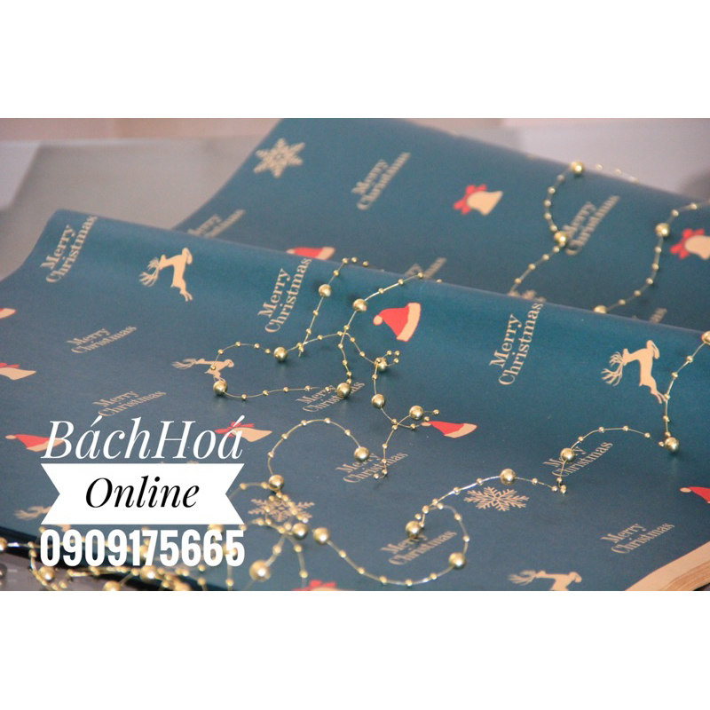 Giấy gói quà Noel-Giáng sinh - tông xanh