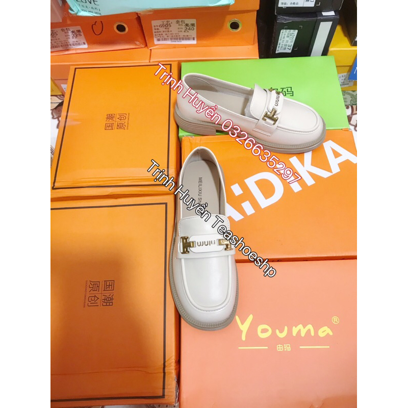 Giày đốc đế cao 3cm da lì mềm,giày lười học sinh,giày lolita cao gót 3p