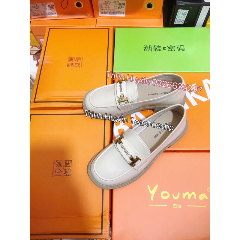 Giày đốc đế cao 3cm da lì mềm,giày lười học sinh,giày lolita cao gót 3p