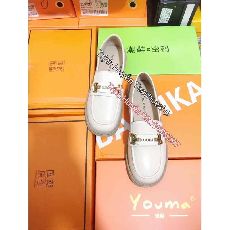 Giày đốc đế cao 3cm da lì mềm,giày lười học sinh,giày lolita cao gót 3p