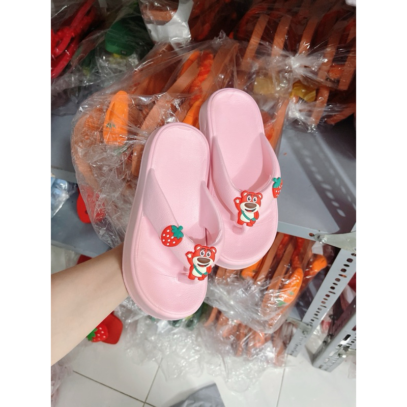 Dép Kẹp Bánh Mì Cho Bé Mix Gấu Dâu