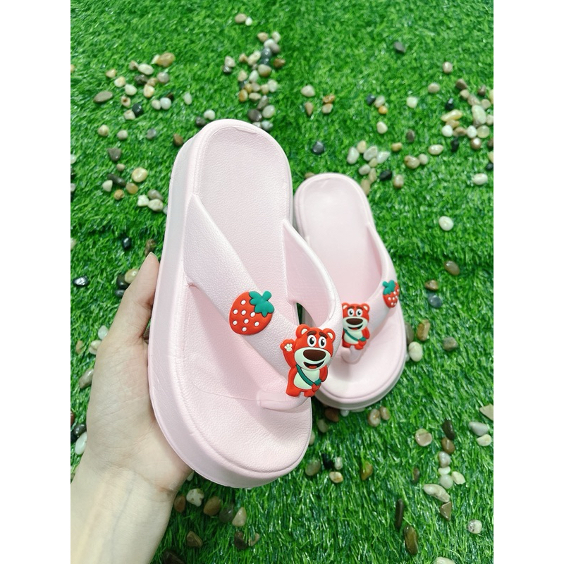 Dép Kẹp Bánh Mì Cho Bé Mix Gấu Dâu