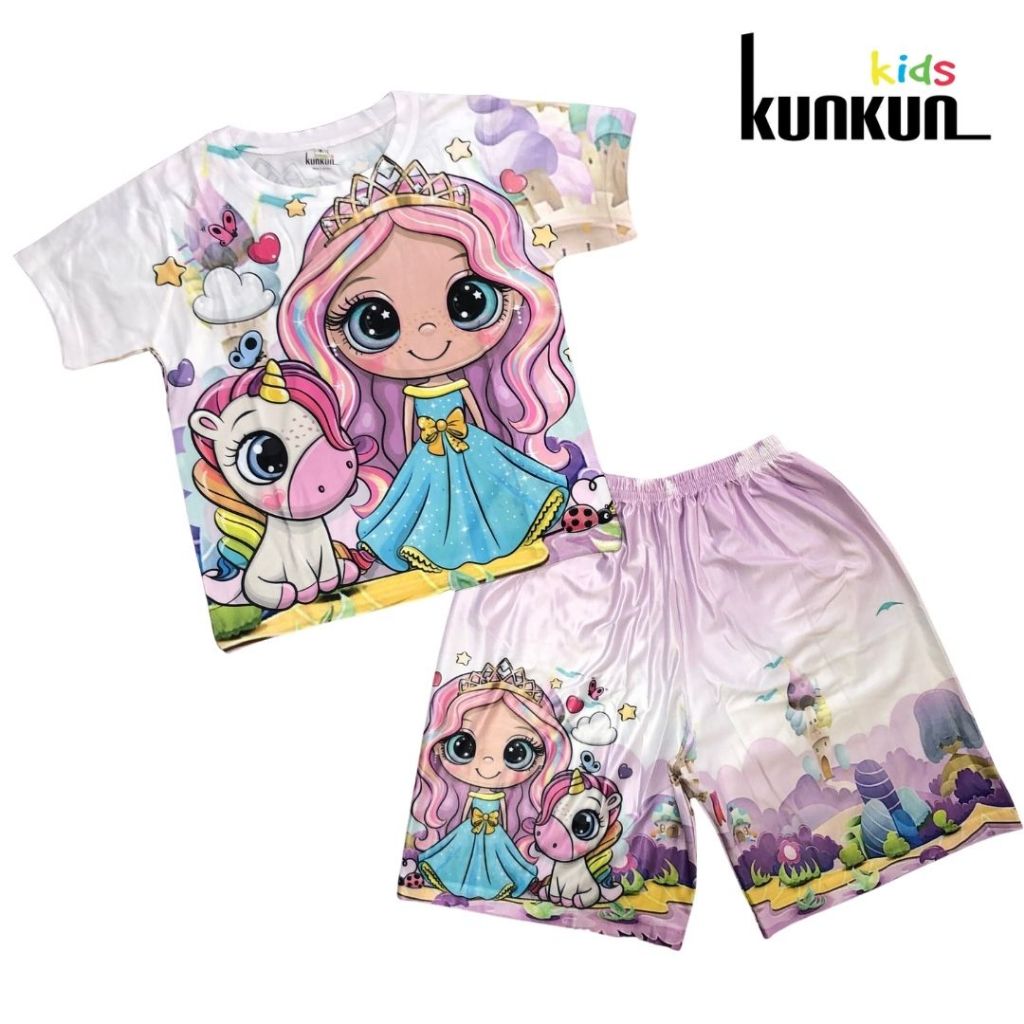 Quần áo bé gái KUNKUN TP1012 hoạt hình Anime size đại từ 10-60kg - Đồ bộ trẻ em thun lạnh co giãn 4 chiều