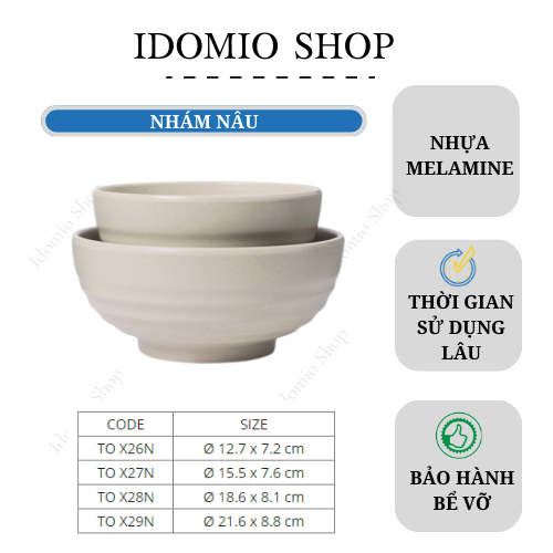 Tô Nhựa Melamine Nhám Màu  Nâu