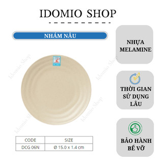 Dĩa Nhựa Melamine Cạn Nhám Màu Nâu -DCG06NMN
