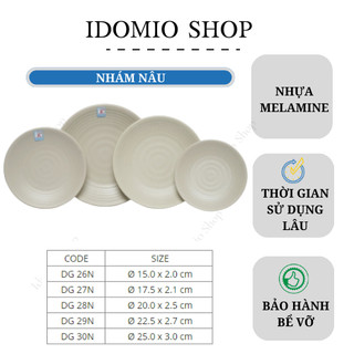 Dĩa Nhưa Melamine Gân Nhám Màu Nâu