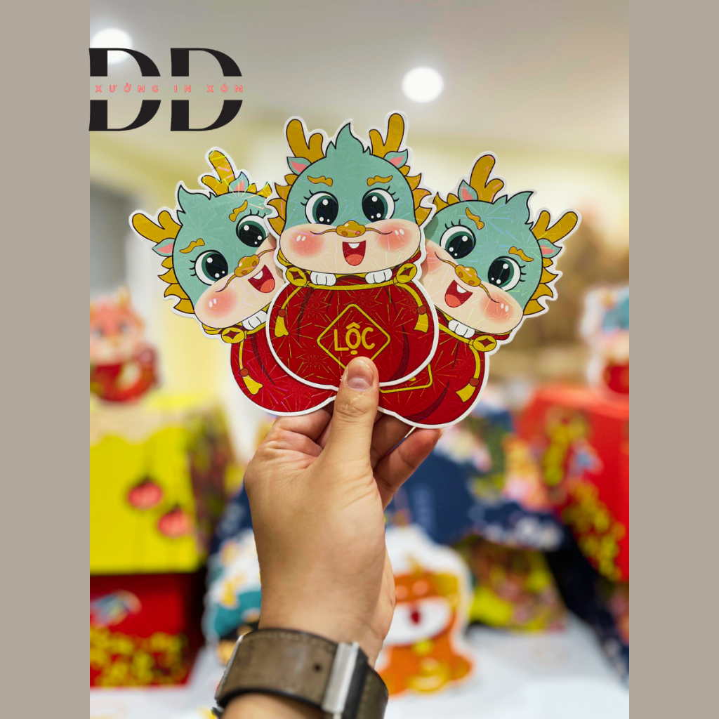 1 Bao lì xì Chibi Tết 2024 - Độc đáo, dễ thương, phản quang, kích thước 10x13 cm