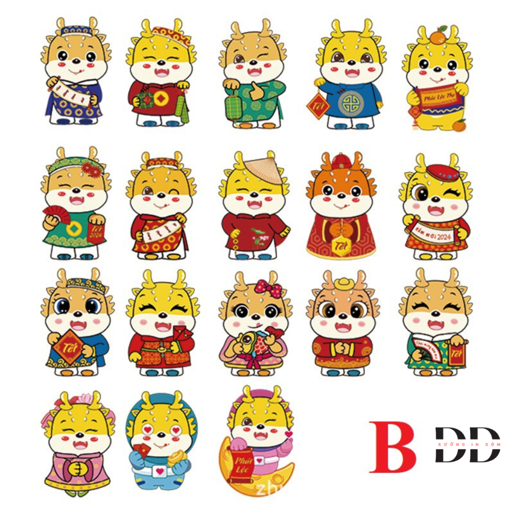 1 Bao lì xì Chibi Tết 2024 - Độc đáo, dễ thương, phản quang, kích thước 10x13 cm