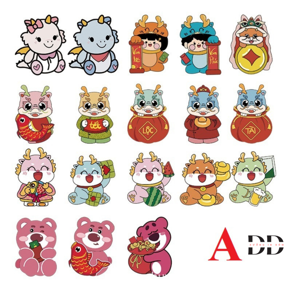 1 Bao lì xì Chibi Tết 2024 - Độc đáo, dễ thương, phản quang, kích thước 10x13 cm