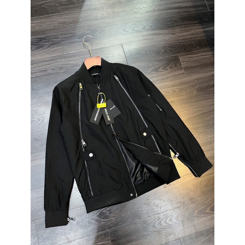Áo khoác bomber nam DSQ chữ thêu mix khóa cao cấp - Áo khoác nam DSQ 2 lớp cao cấp