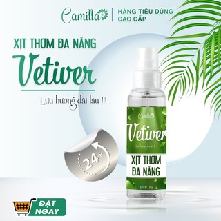 Chai 50ml - Xịt Thơm Đa Năng Camilla Cao Cấp Hương Vetiver, Xịt Cơ Thể , Quần Áo, Khử Mùi Hiệu QUả, Lưu Hương Dài Lâu
